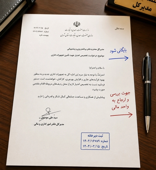 نمونه هامش نامه اداری 