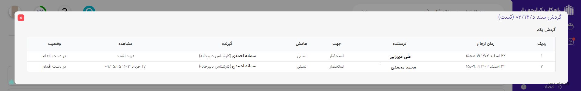 گردش سند در نرم افزار اتوماسیون